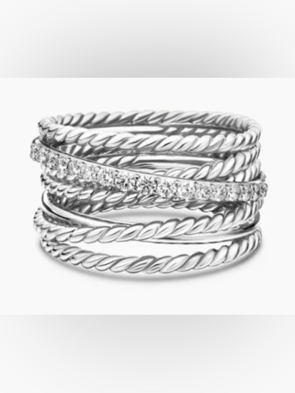 💥DAVID YURMAN STERLING CROSSOVER RING WITH DIAMONDS💥